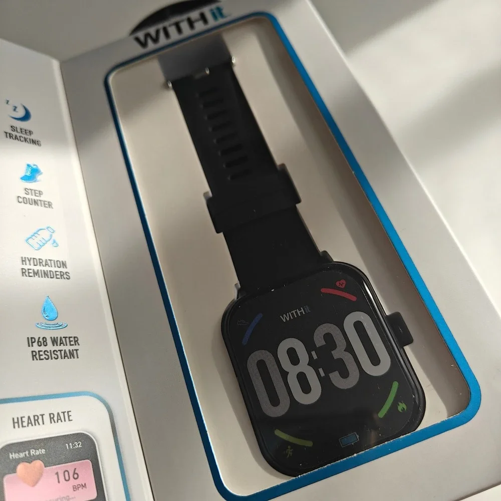 WITHit EXA Smartwatch Black Calling Bluetooth Fitness Tracker iOS‎ Android NEW